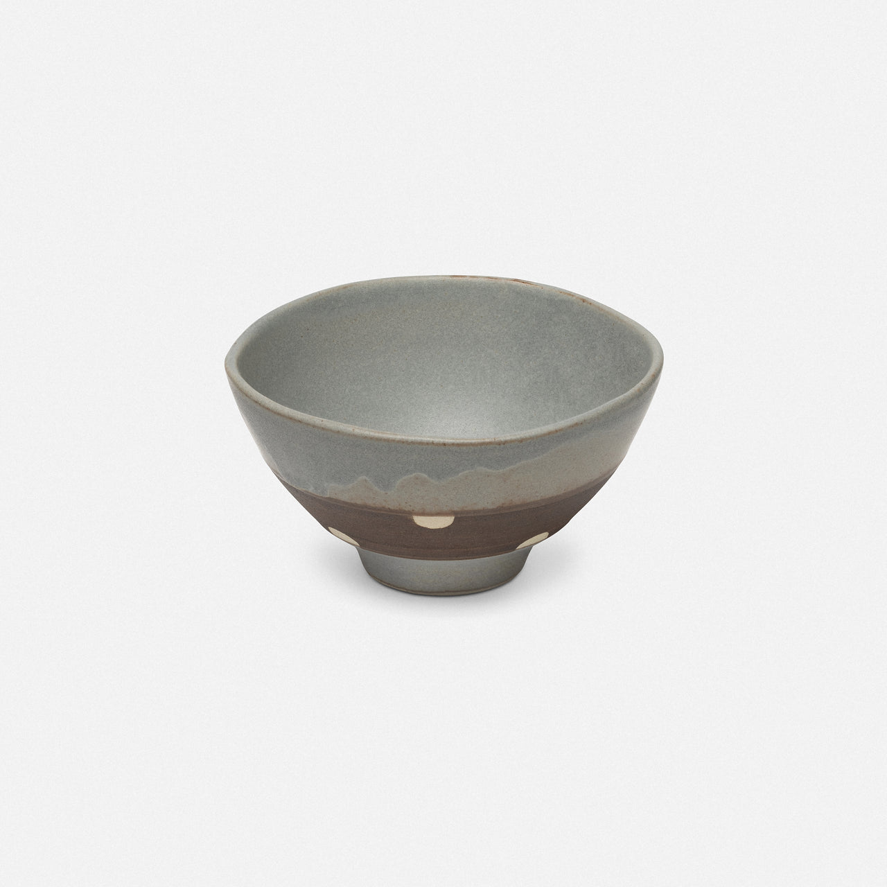 Mino Ware Matcha Bowl — Grey Dot, Shinko Kiln